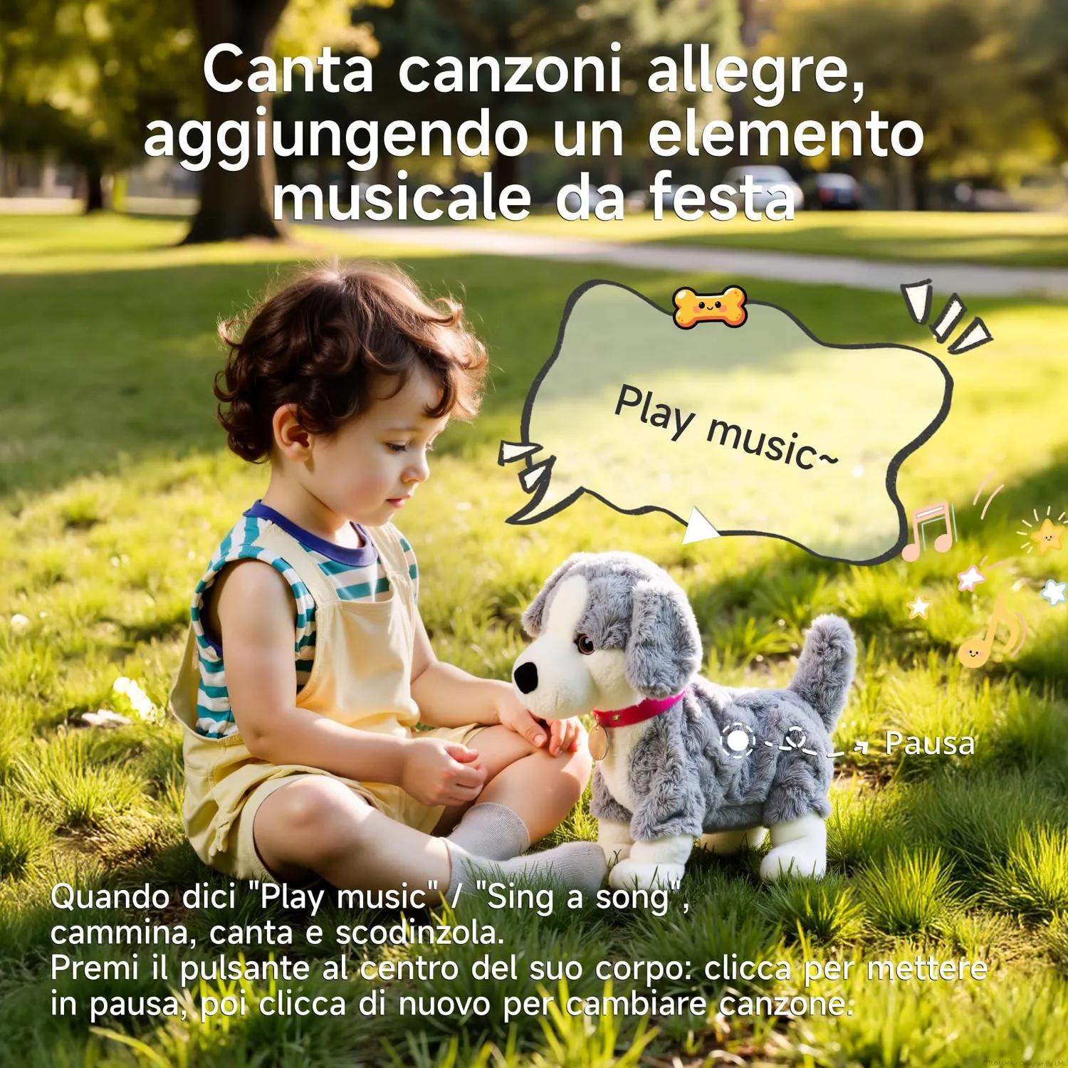 eJog Pup cane peluche interattivo vocale che cammina 3+ anni