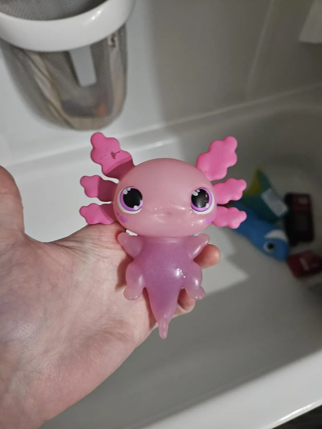Animagic Let's Glo Axolotl rosa animale luminoso sensoriale acqua
