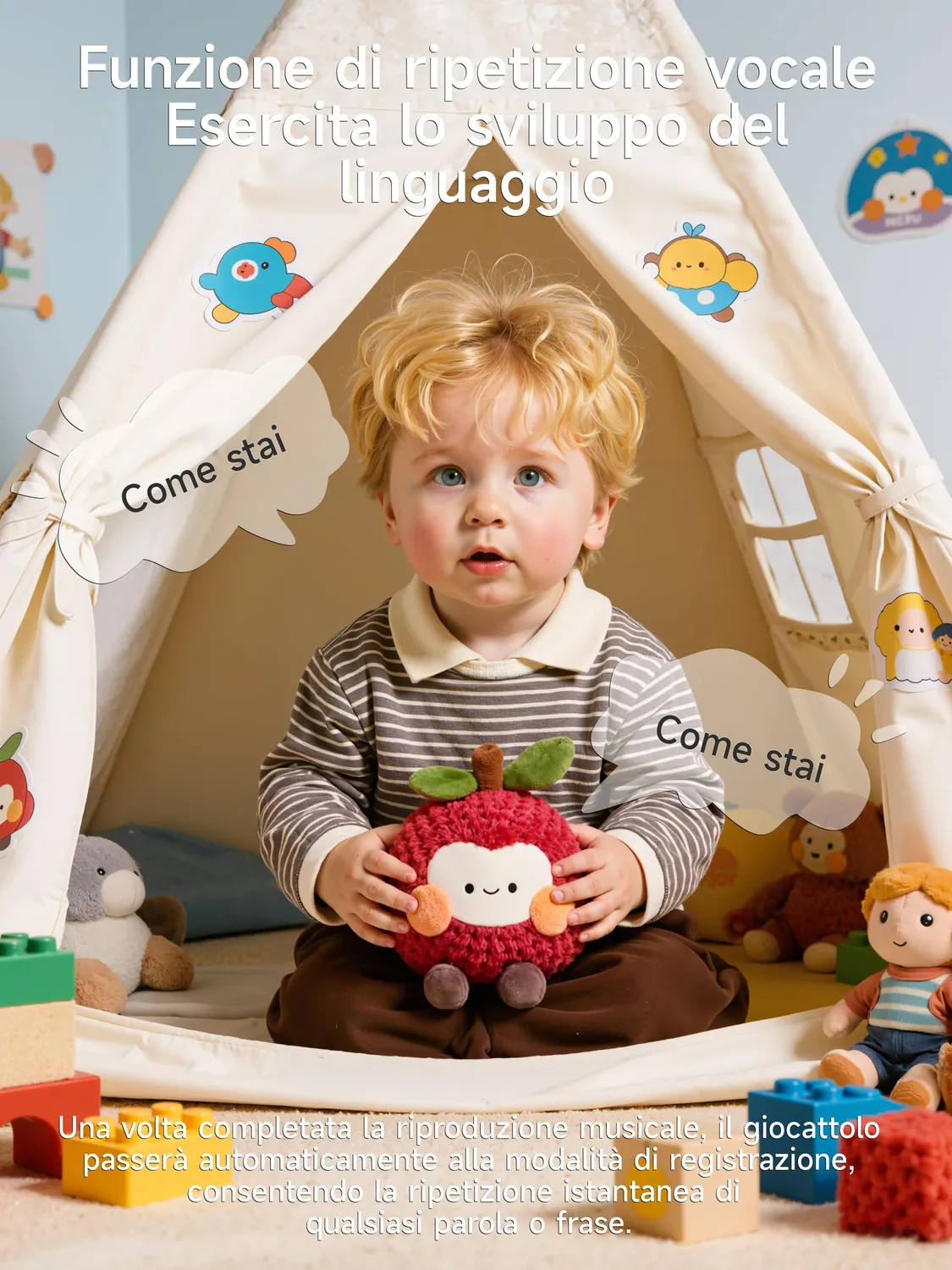 eJog Pup Litchi peluche interattivo salta e registra 3xAA