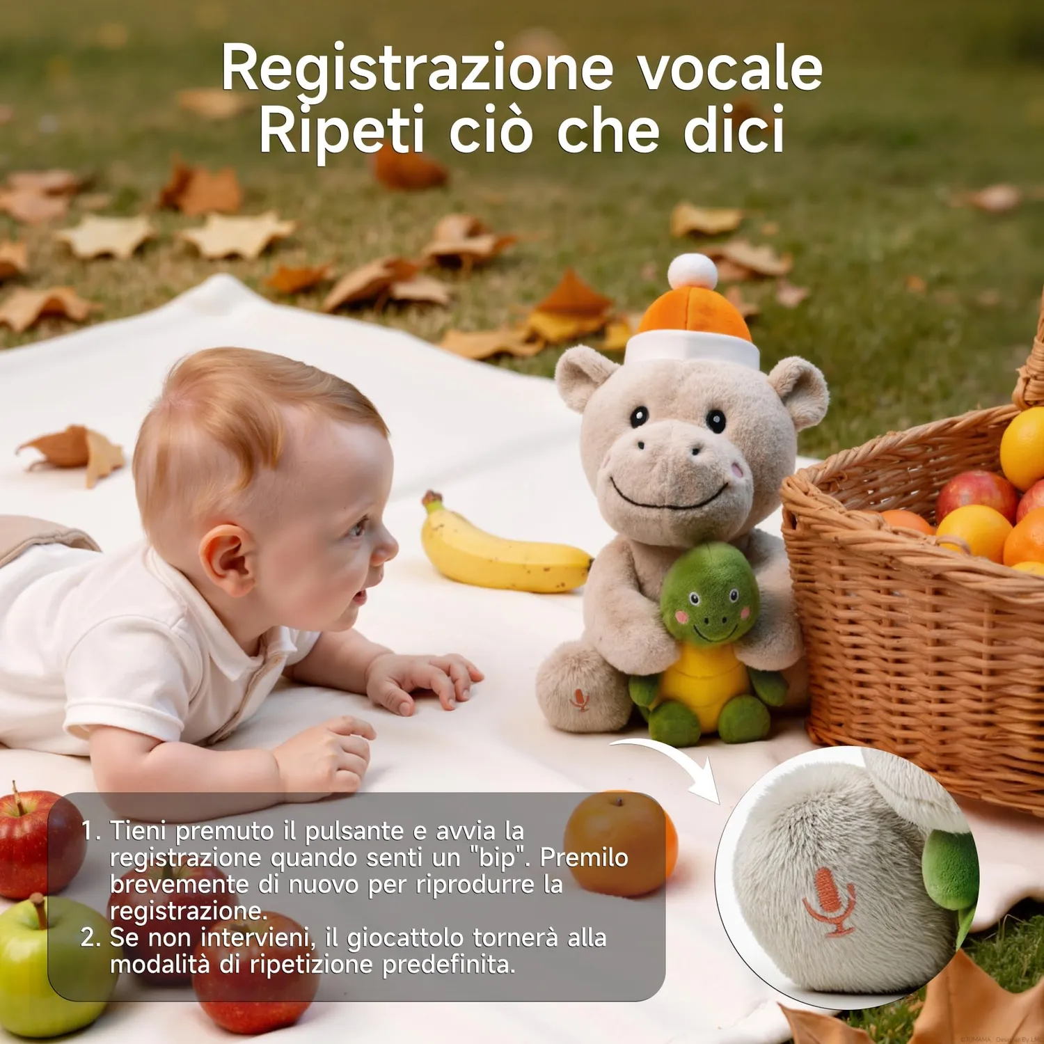 eJog Pup Ippopotamo e Tartaruga peluche interattivo musicale