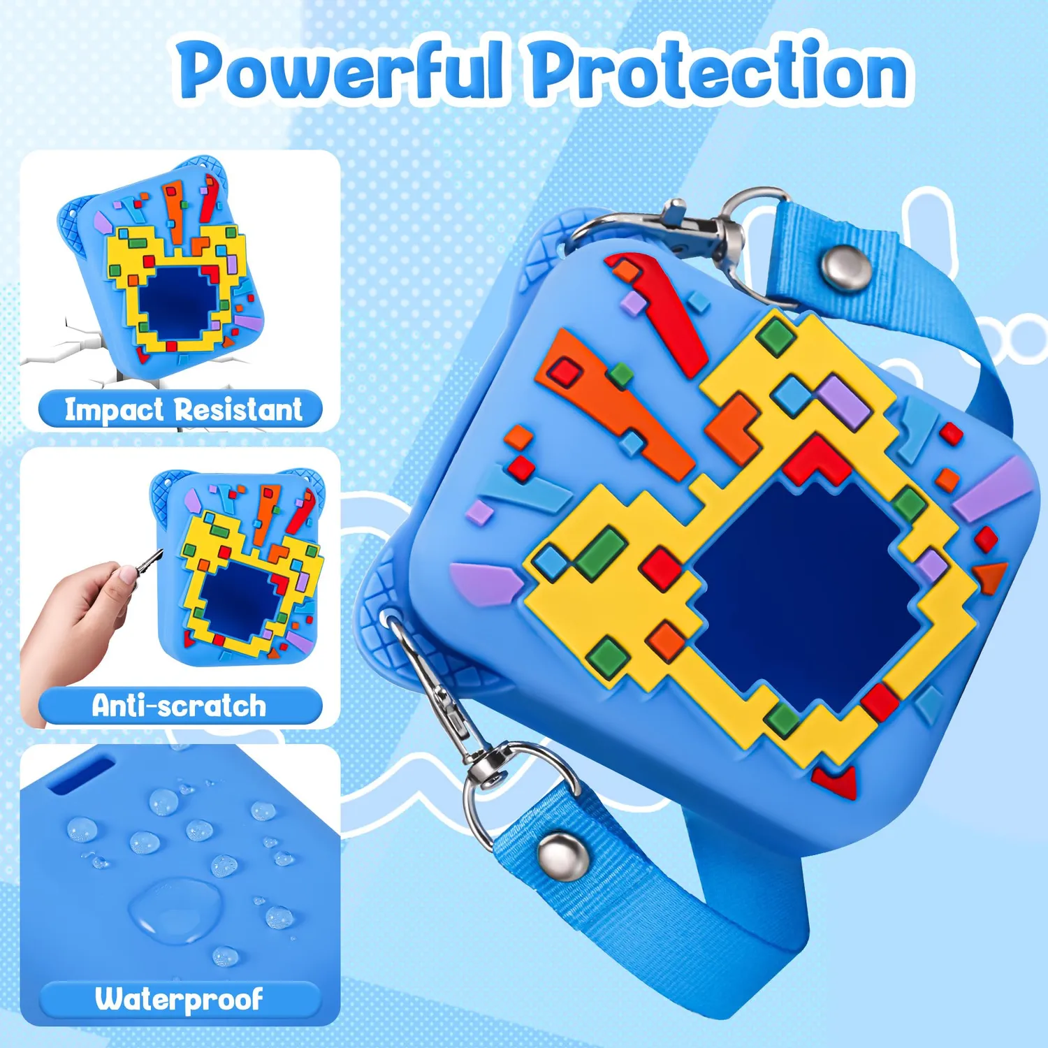 Bitzee Disney cover silicone blu con cordino 8,2x7,5x5 cm