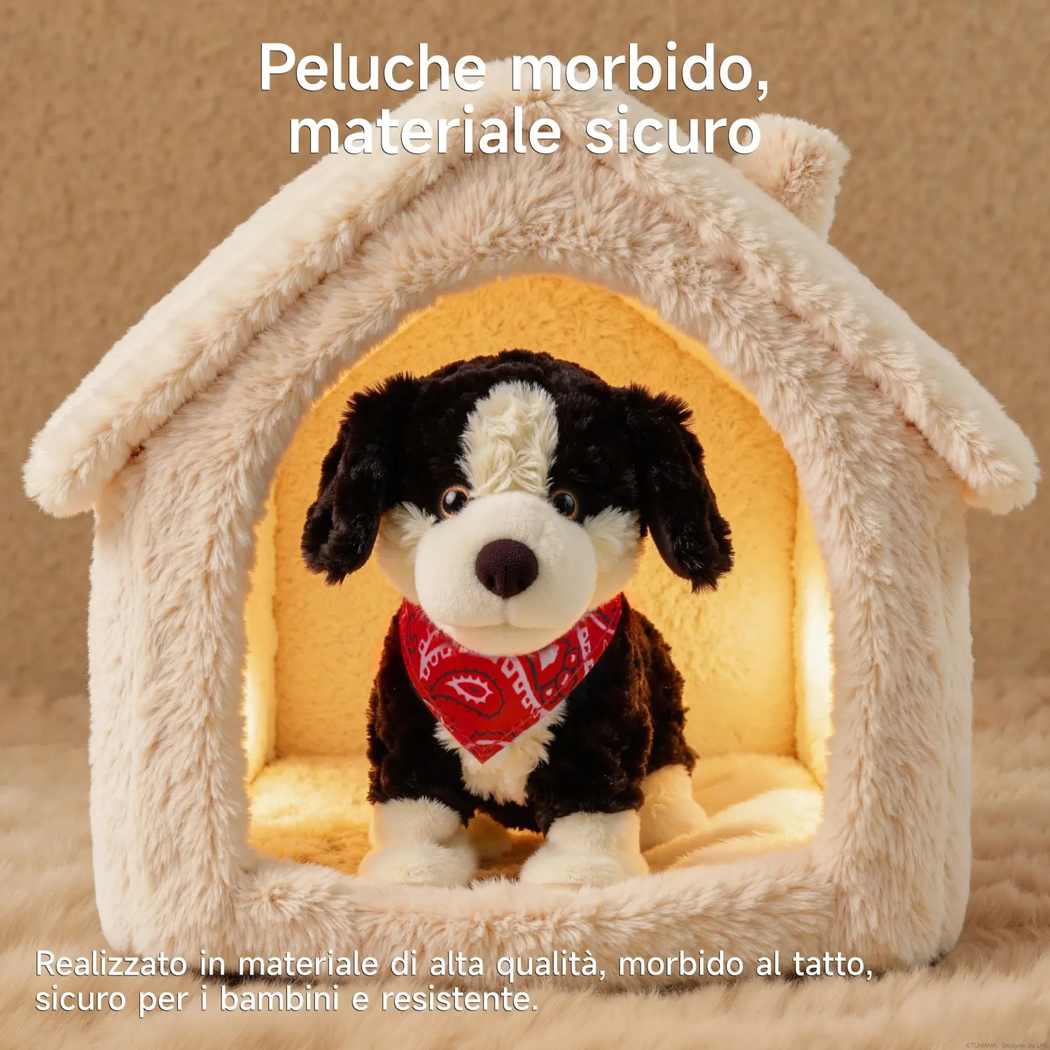 eJog Pup cagnolino peluche interattivo bianco e nero vocale