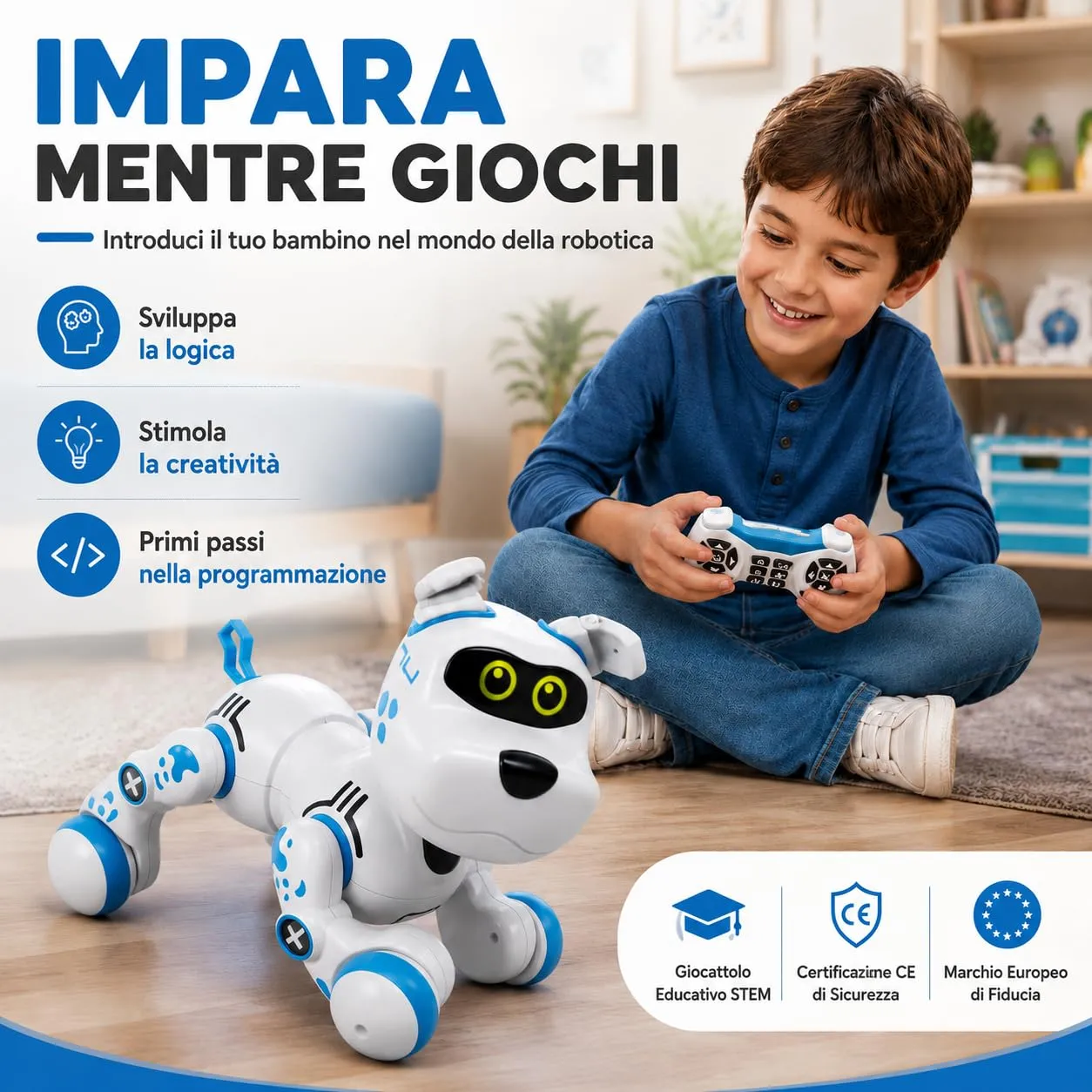 Xtrem Bots Bobby cane robot interattivo programmabile