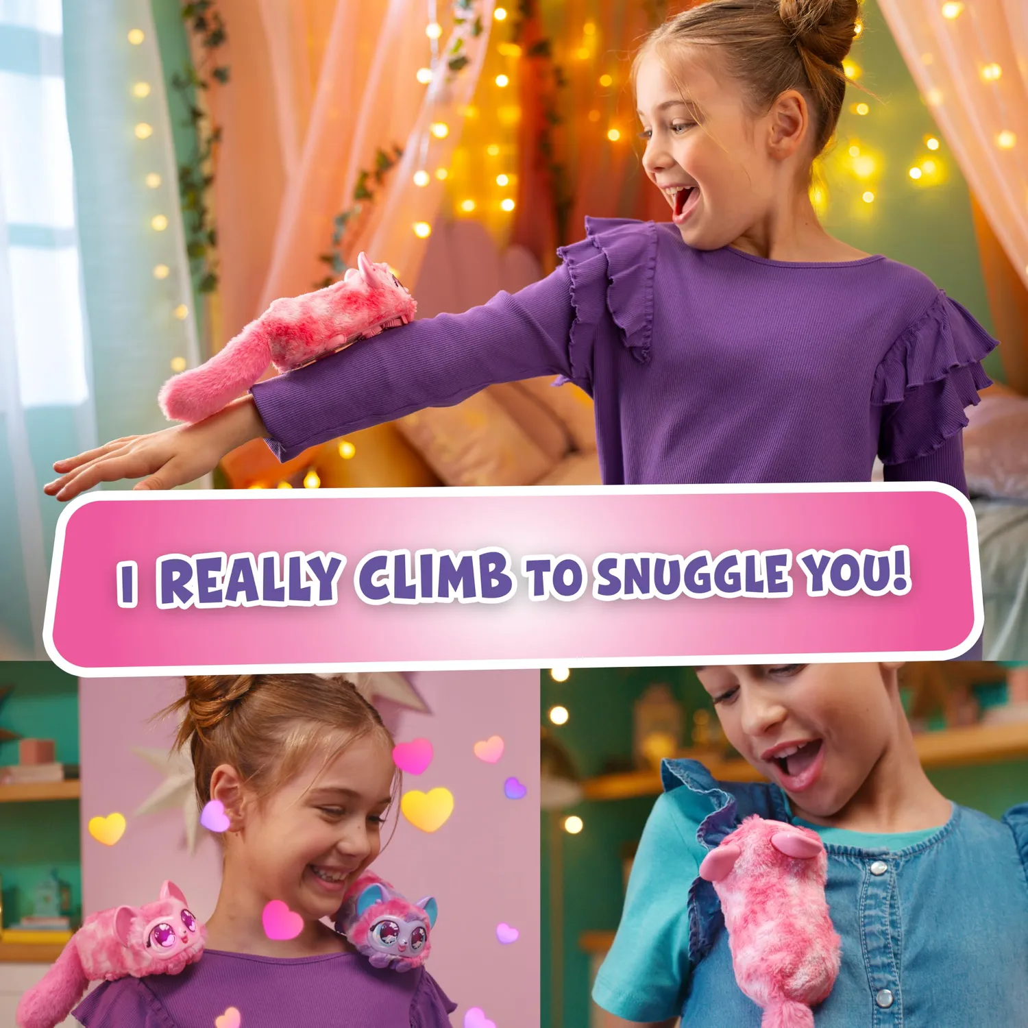 Animagic Snuggle-ups Rosa Peluche Interattivo che Canta