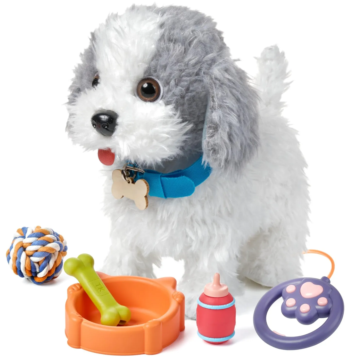 OR OR TU Cagnolino peluche elettronico che lecca e canta con guinzaglio