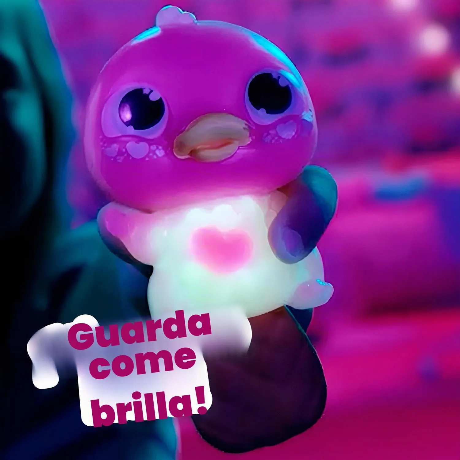 Animagic Let's Glo ornitorrinco rosa peluche luminoso galleggiante