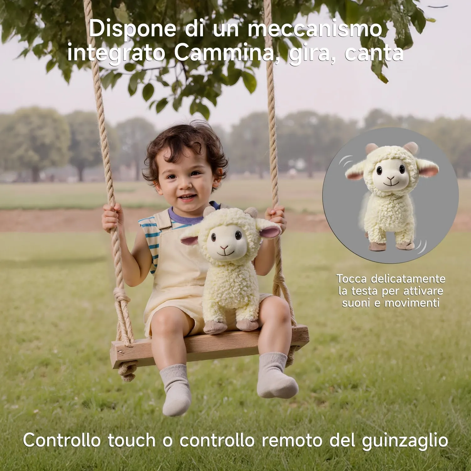 eJog Pup Pecora Peluche Interattivo con Guinzaglio che Cammina e Canta