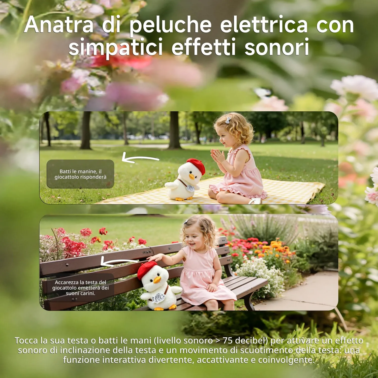eJog Pup Anatra Peluche Interattivo con Musica e Voce