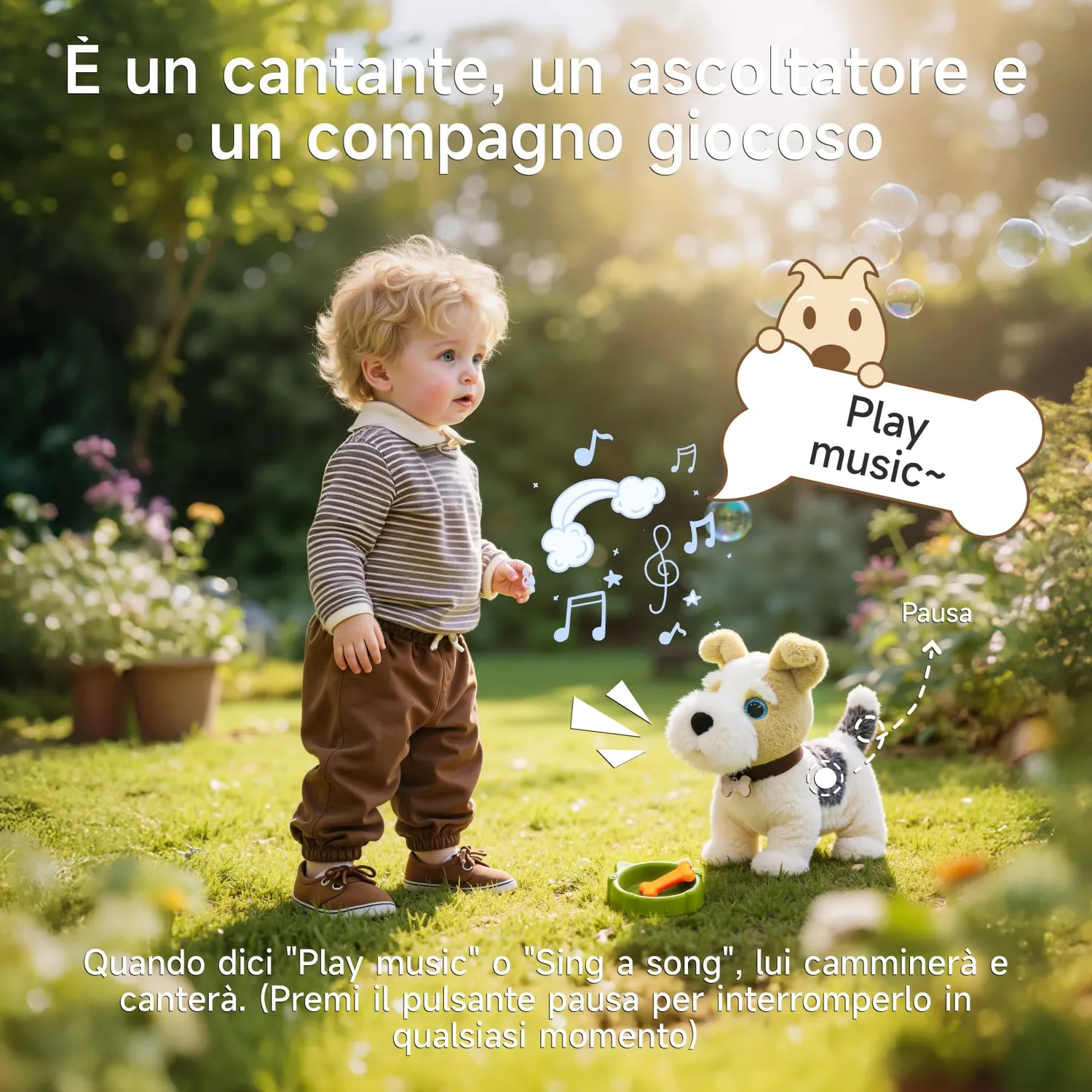 OR OR TU cane peluche interattivo vocale che cammina e canta
