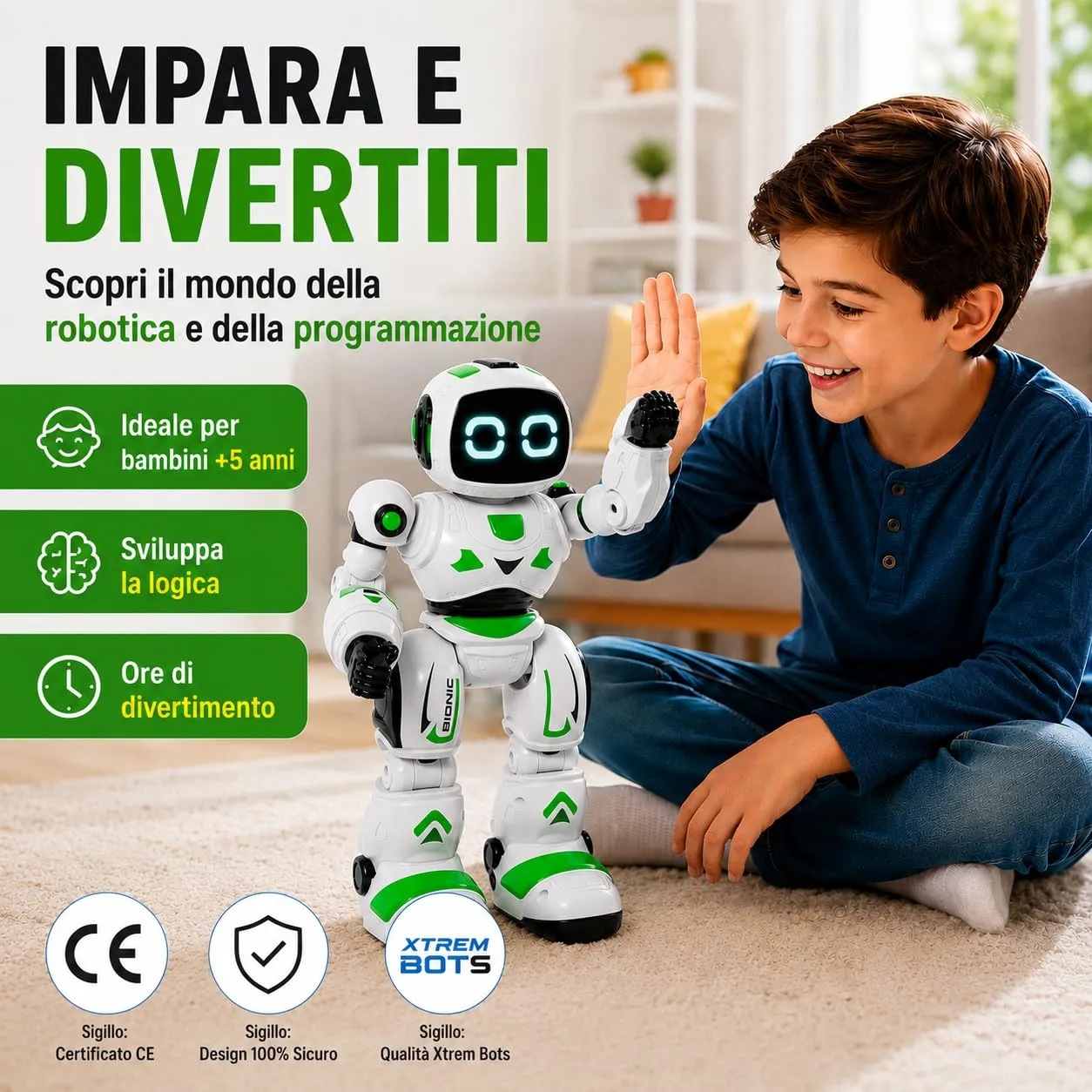 Xtrem Bots Bionic robot telecomandato programmabile 5 anni