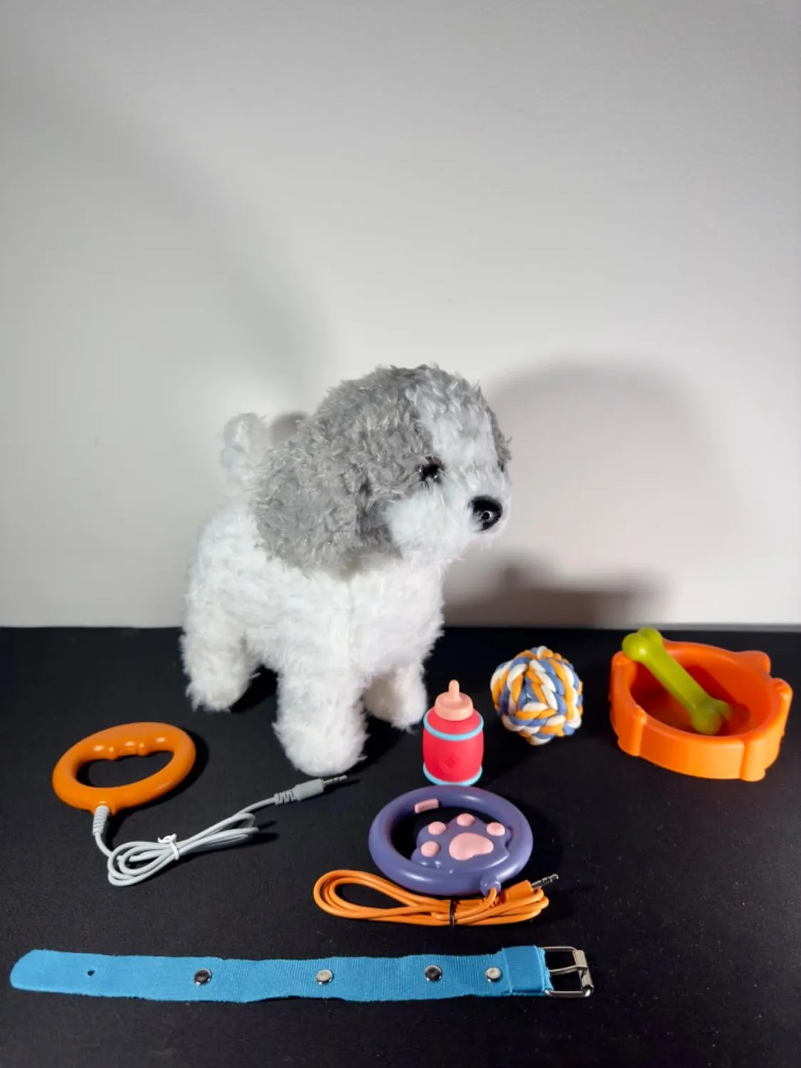 OR OR TU Cagnolino peluche elettronico che lecca e canta con guinzaglio