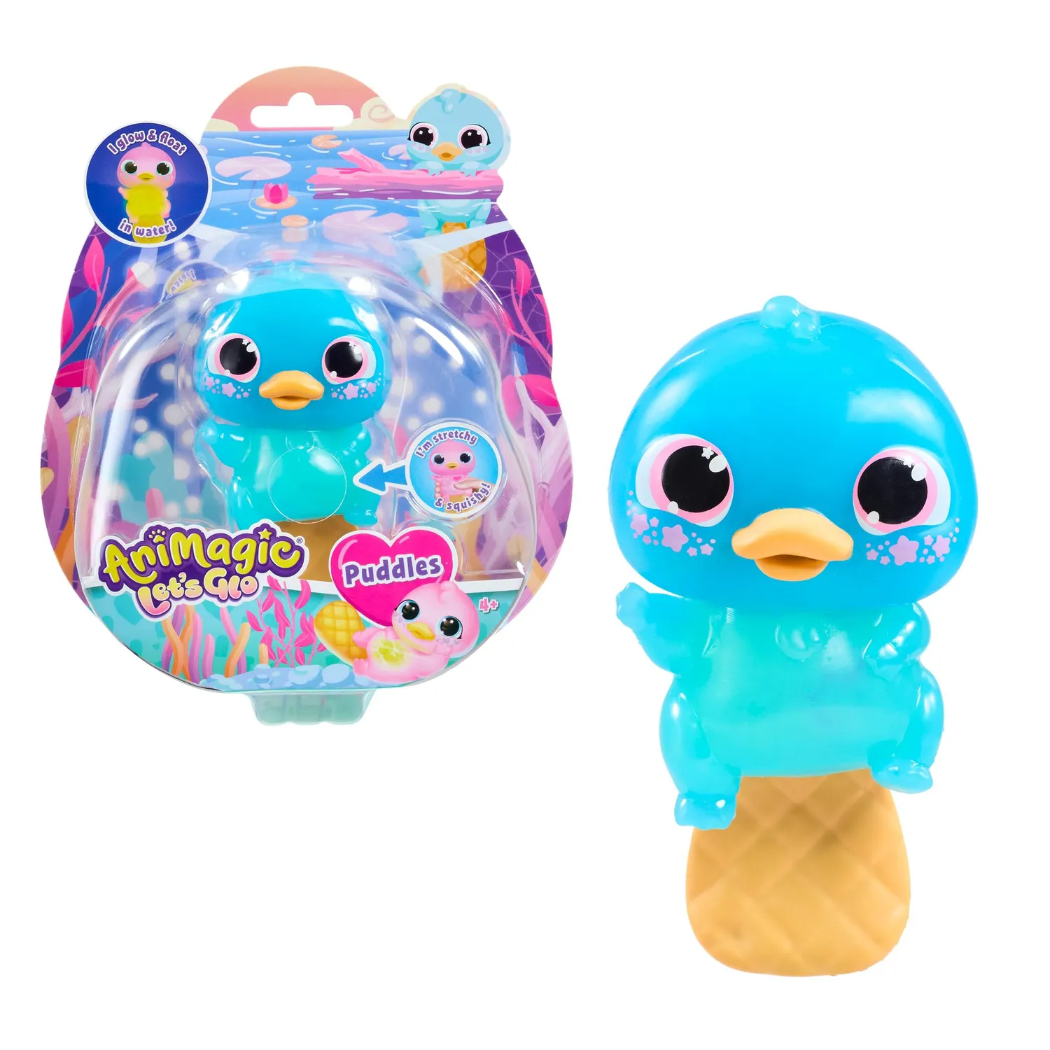 Animagic Let's Glo ornitorrinco rosa peluche luminoso galleggiante