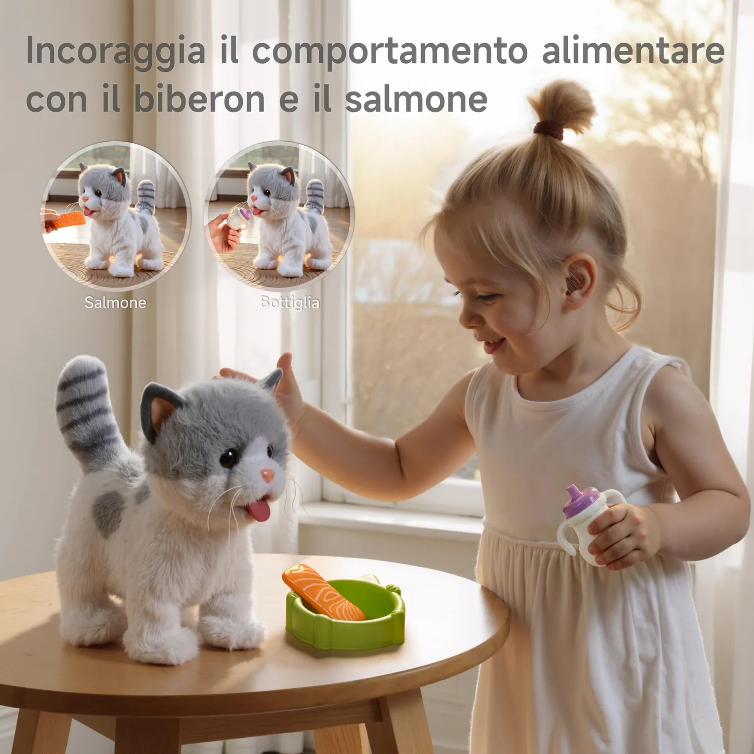 Or Or Tu gatto peluche elettronico con guinzaglio