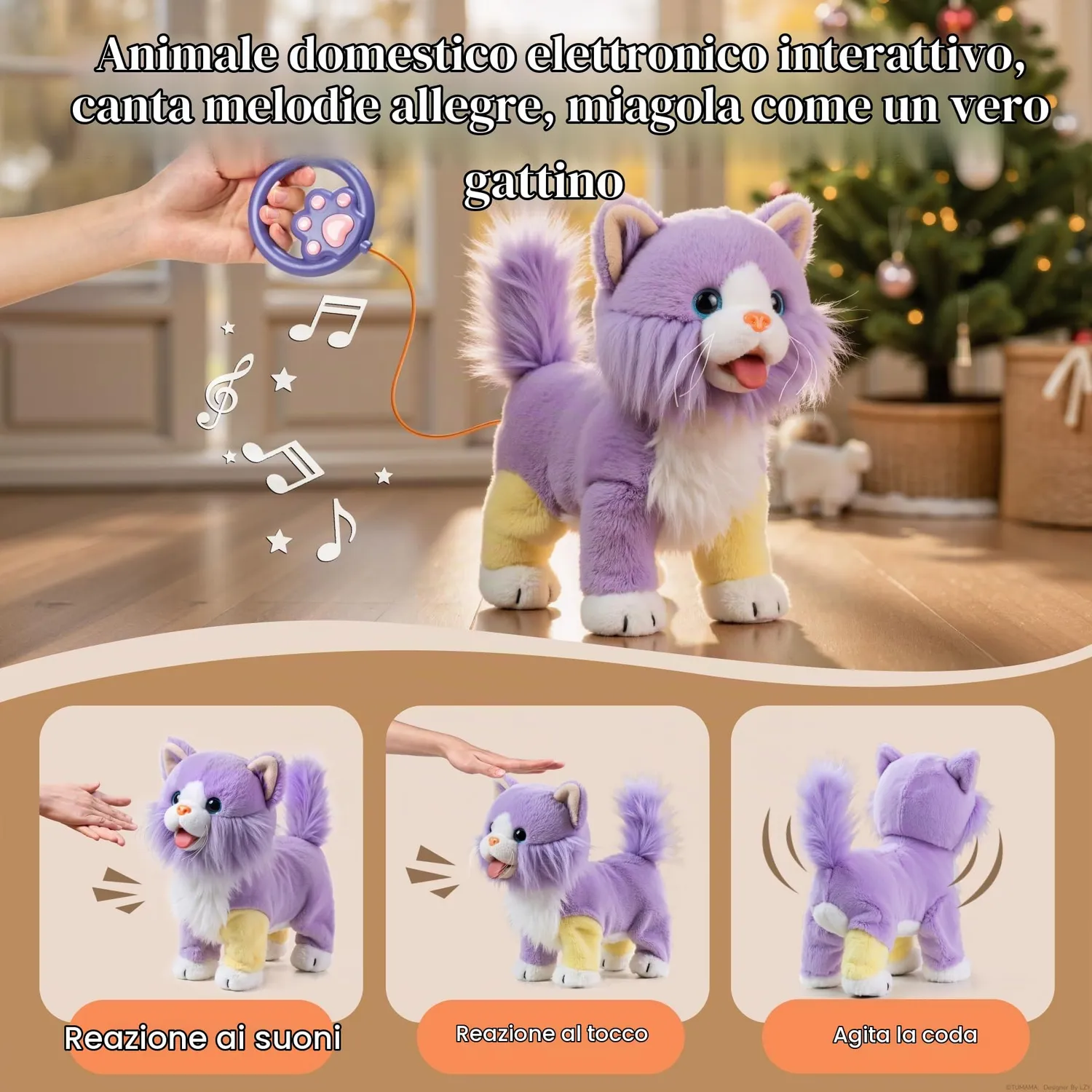 OR OR TU Gatto Peluche Interattivo che Cammina e Miagola
