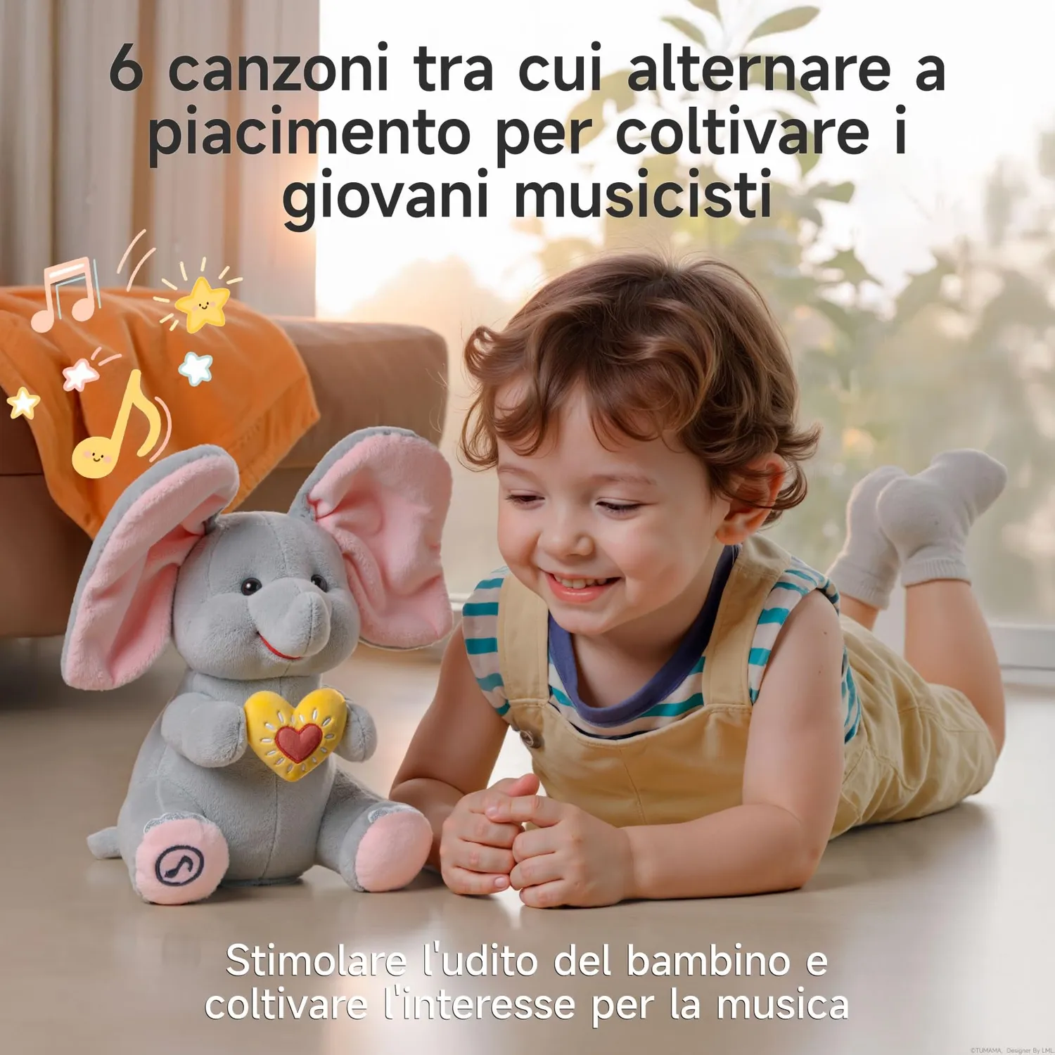 eJog Pup Flappy elefante peluche interattivo che canta