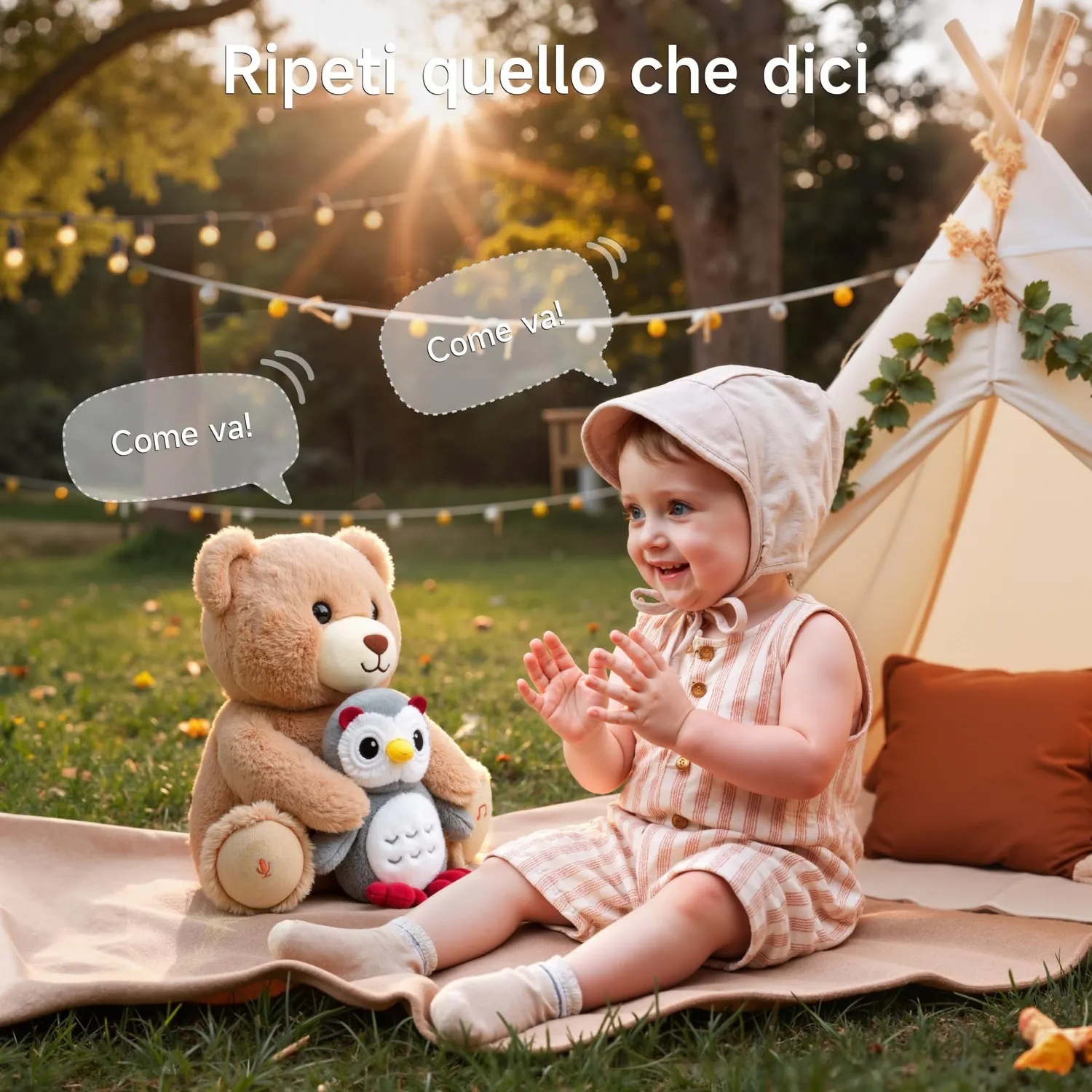 eJog Pup orso peluche musicale con gufo registra e ripeti