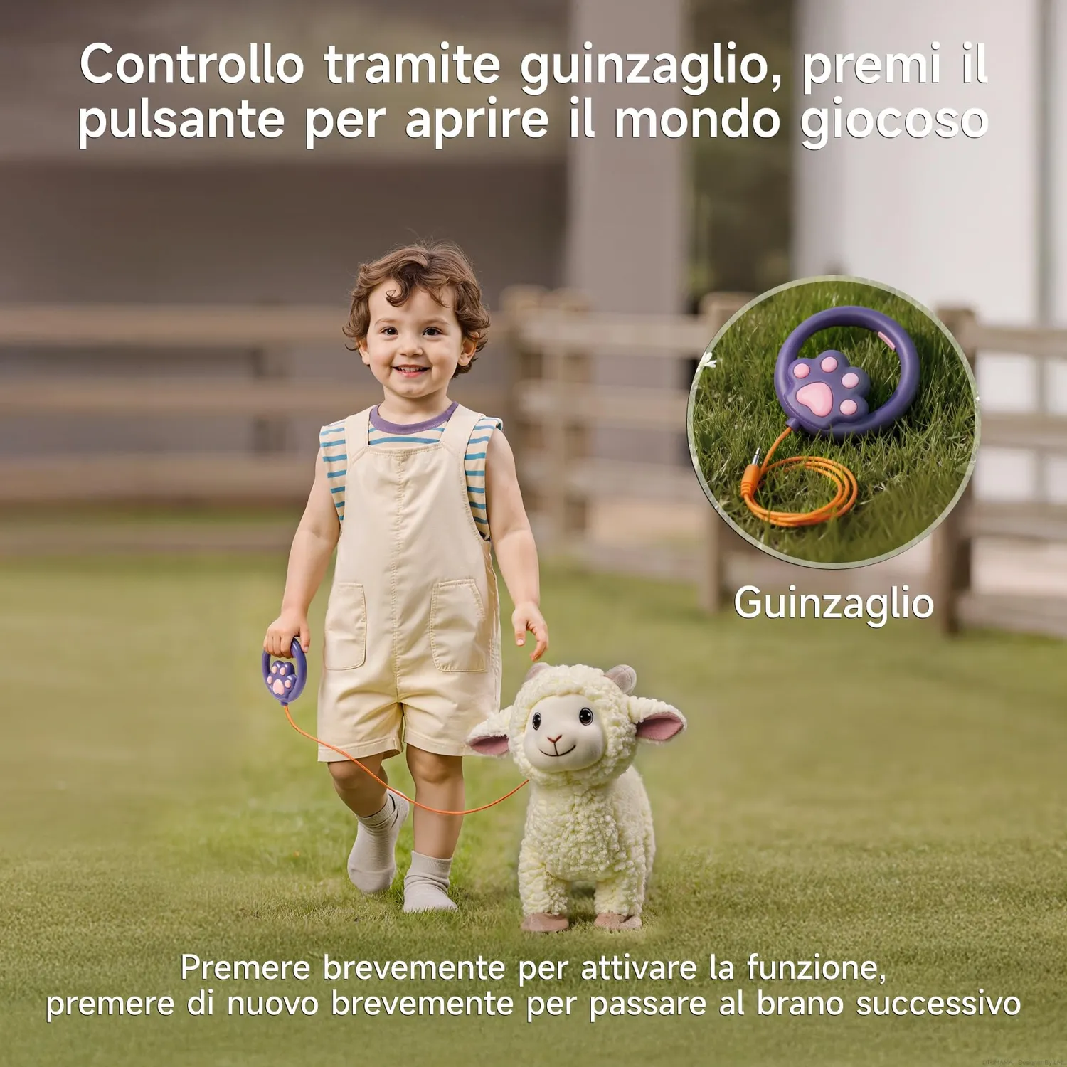 eJog Pup Pecora Peluche Interattivo con Guinzaglio che Cammina e Canta