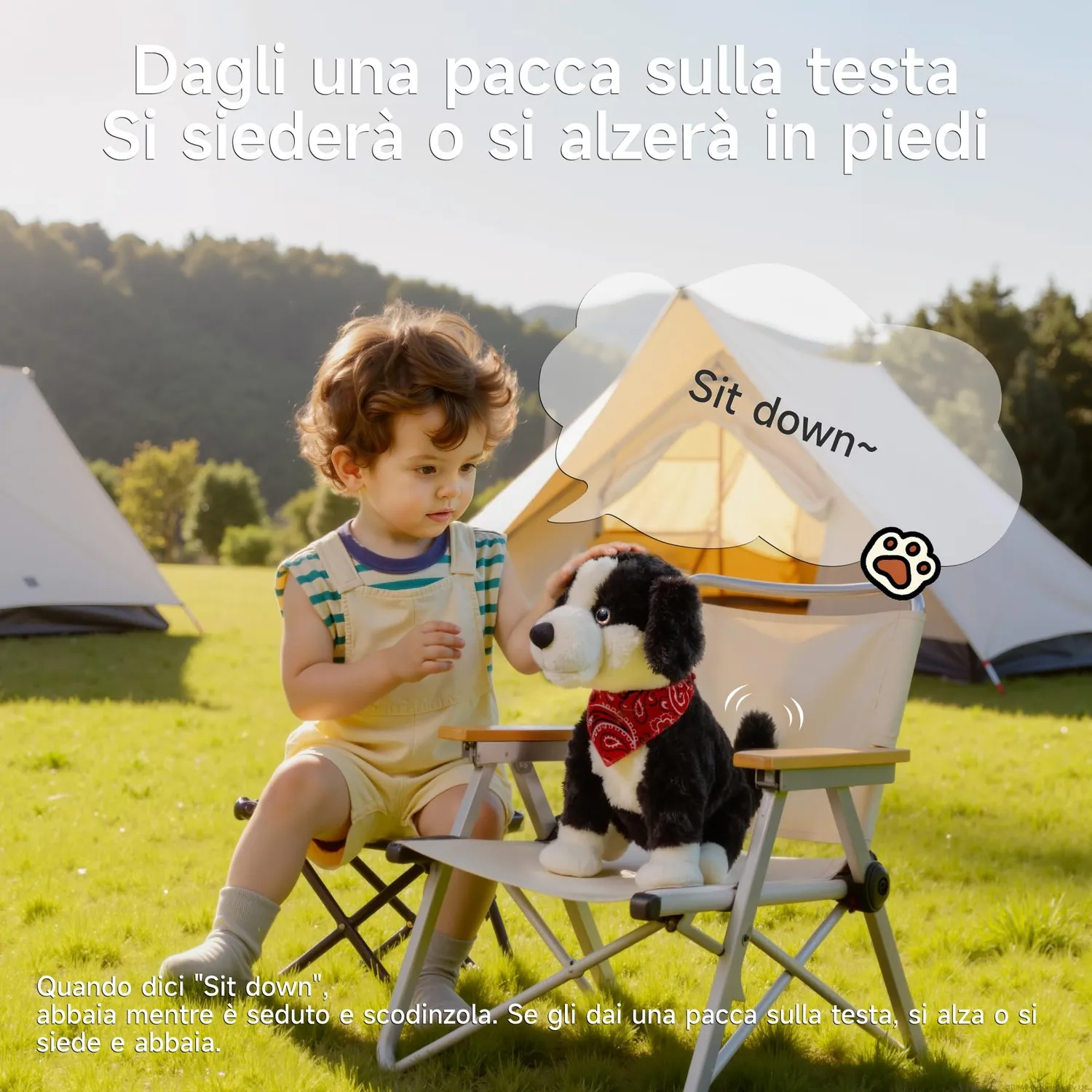 eJog Pup cagnolino peluche interattivo bianco e nero vocale