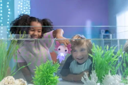 Animagic Let's Glo Axolotl rosa animale luminoso sensoriale acqua