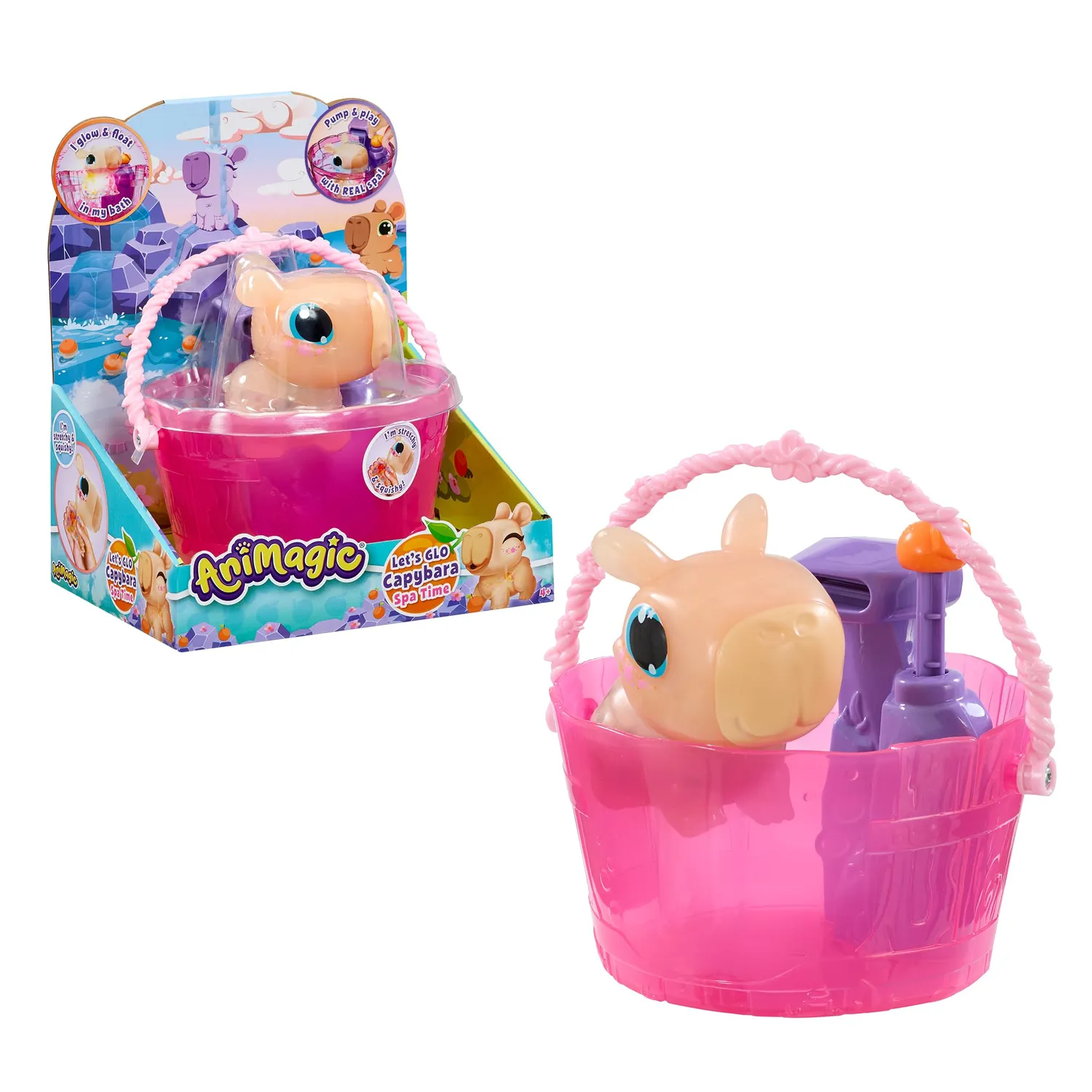 Animagic Let’s Glo Axolotl rosa peluche sensoriale che brilla