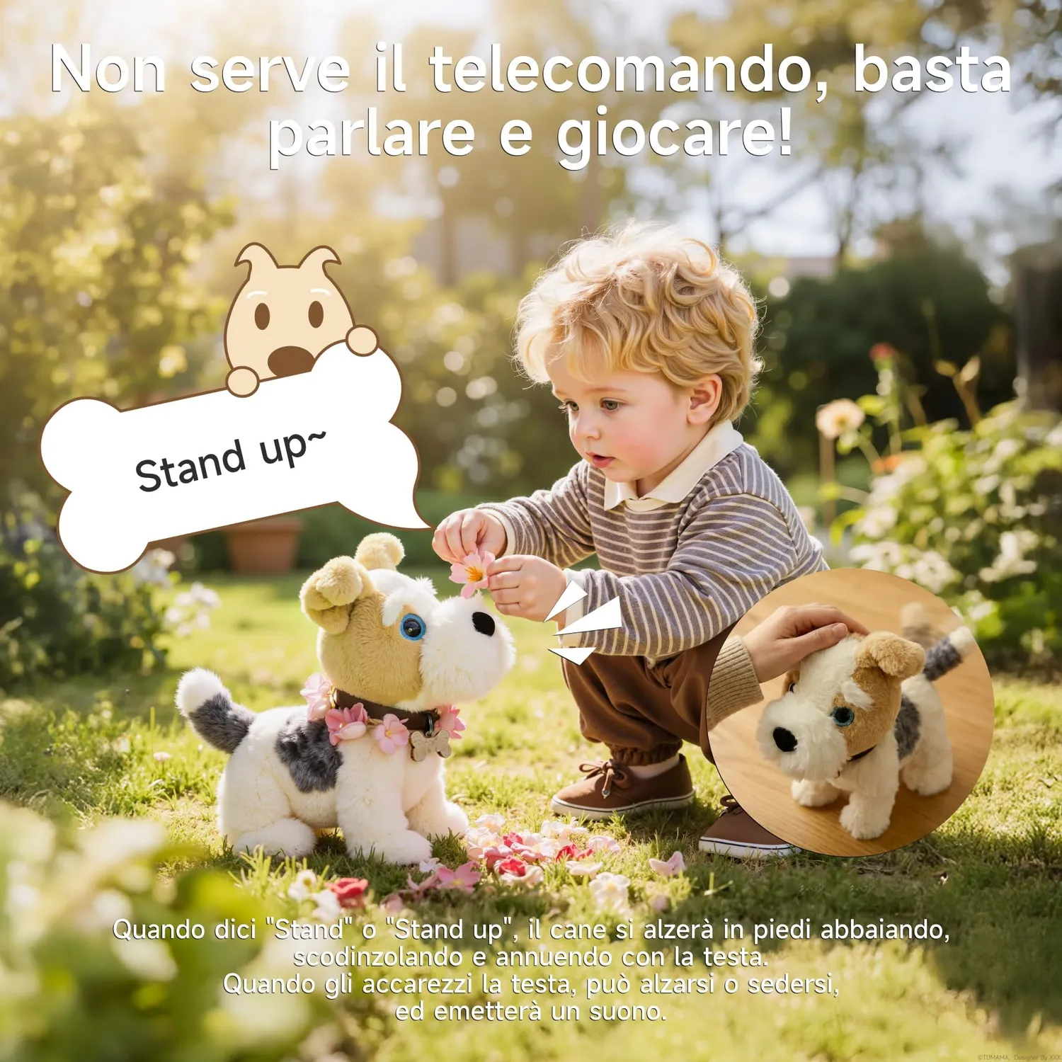 OR OR TU cane peluche interattivo vocale che cammina e canta