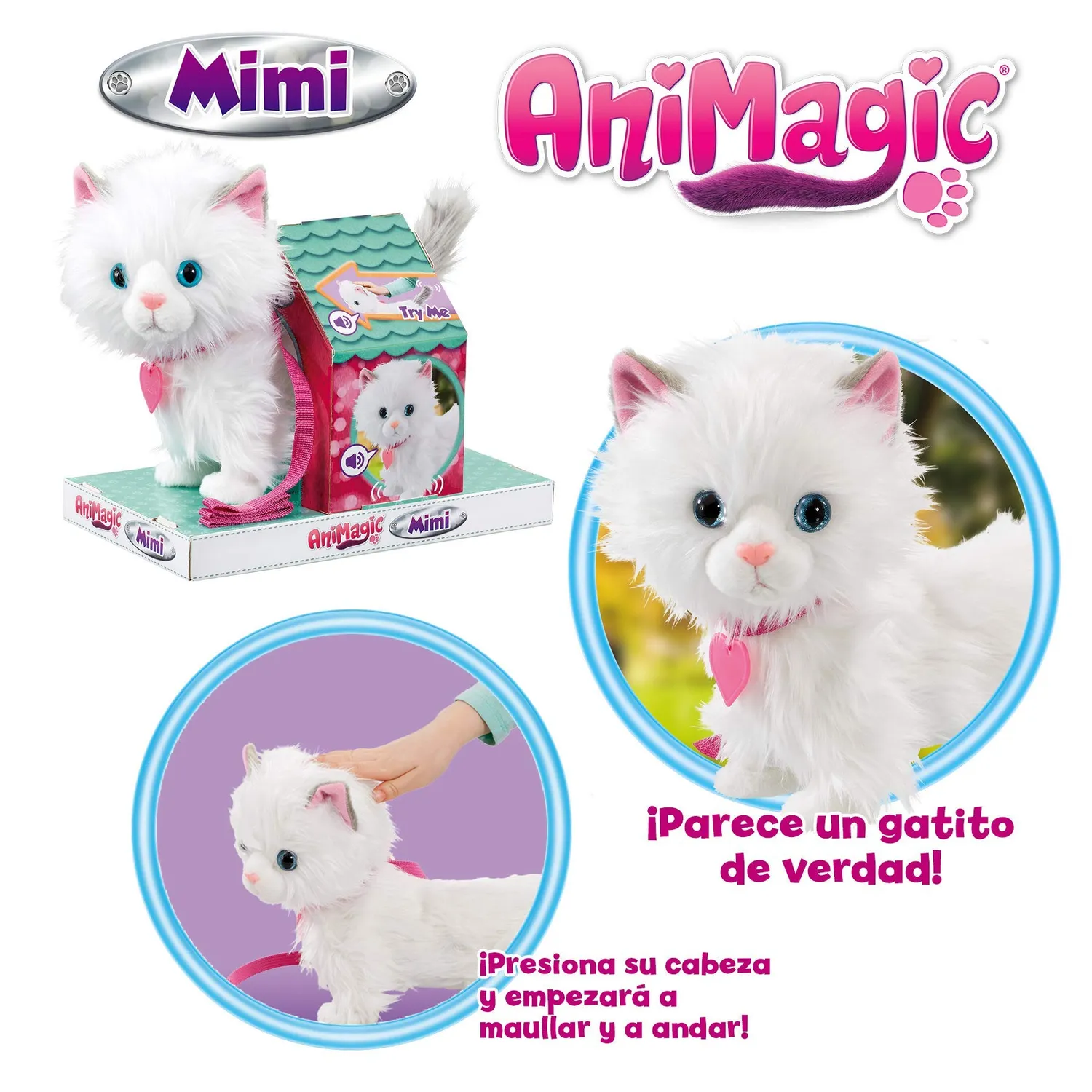 Animagic Mimi gatto peluche interattivo che cammina e miagola