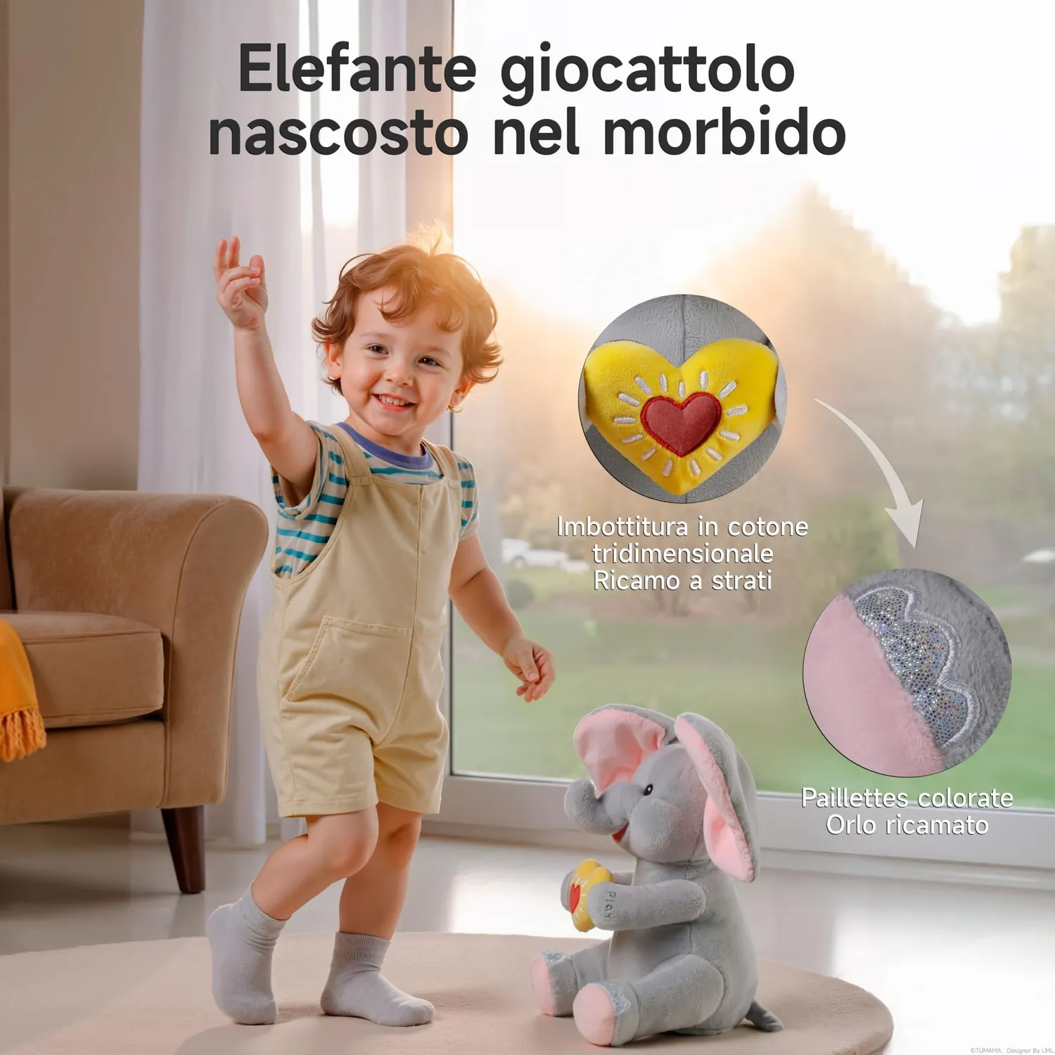 eJog Pup Flappy elefante peluche interattivo che canta