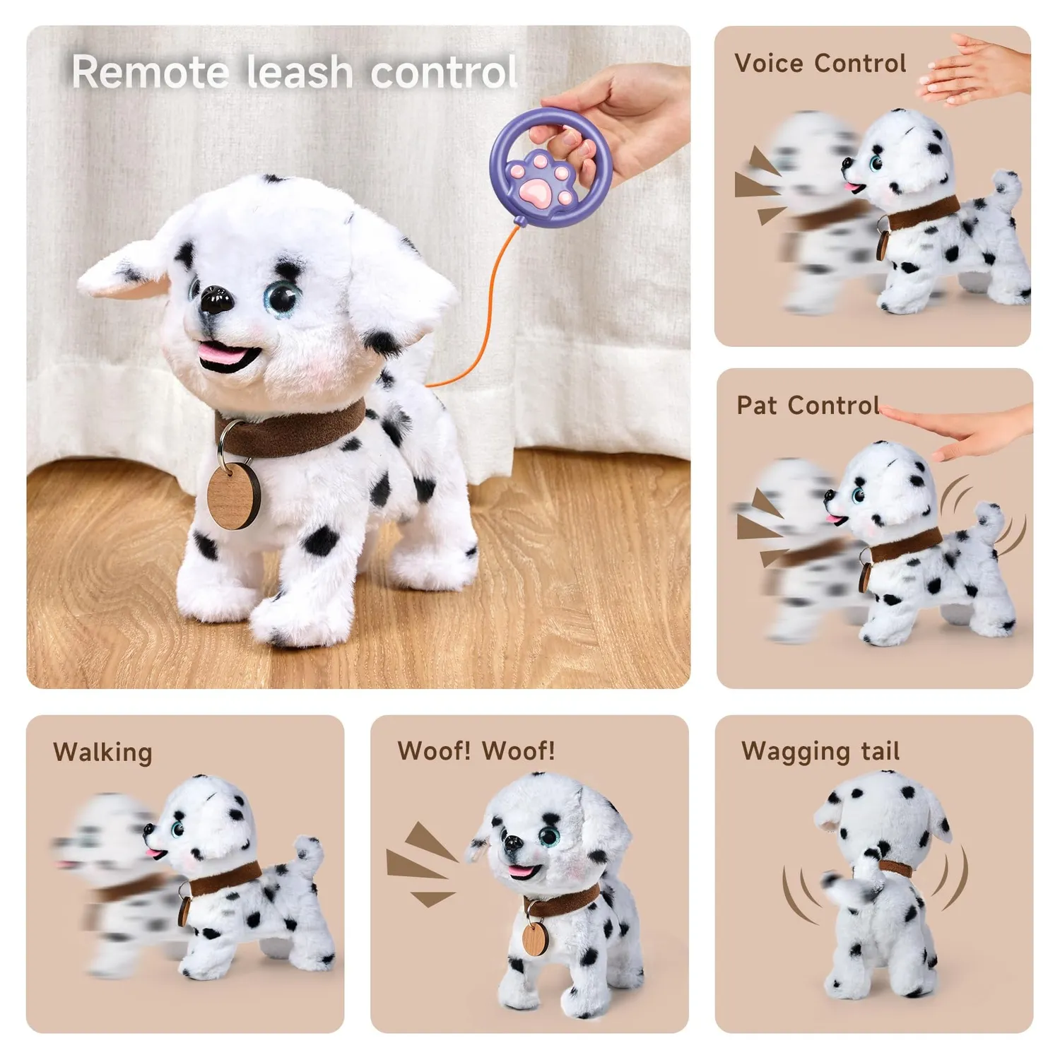OR OR TU Cagnolino peluche elettronico abbaia e cammina con guinzaglio
