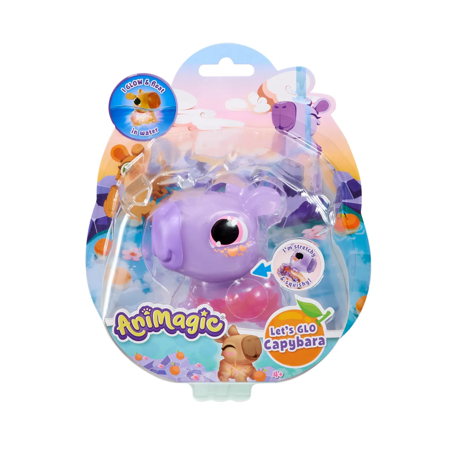 Animagic Let's Glo Capybara marrone sensoriale luminoso acqua mandarino